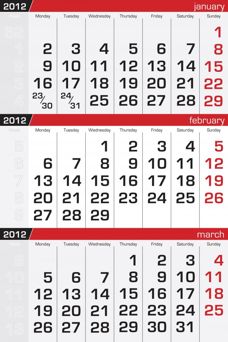 free vector 2012 calendar vector